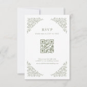 Eenvoudige Delicate Floral Sage Green QR Code Foto RSVP Kaartje (Voorkant)