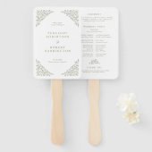 Eenvoudige Delicate Floral Sage Green Wedding Prog Handwaaier (Voorkant en achterkant)