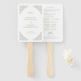 Eenvoudige Delicate Floral Sage Green Wedding Prog Handwaaier