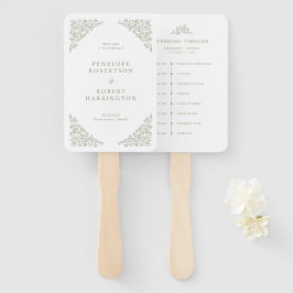 Eenvoudige Delicate Floral Sage Green Wedding Tijd Handwaaier