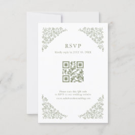 Eenvoudige Delicate Floral Tijdloze Sage Groene QR RSVP Kaartje