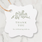 Eenvoudige Delicate Floral Tijdloze Salie Groene b Bedankjes Labels (Voorkant)