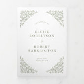 Eenvoudige Delicate Floral Tijdloze Salie Groene b Drieluik Aankondiging (Cover)