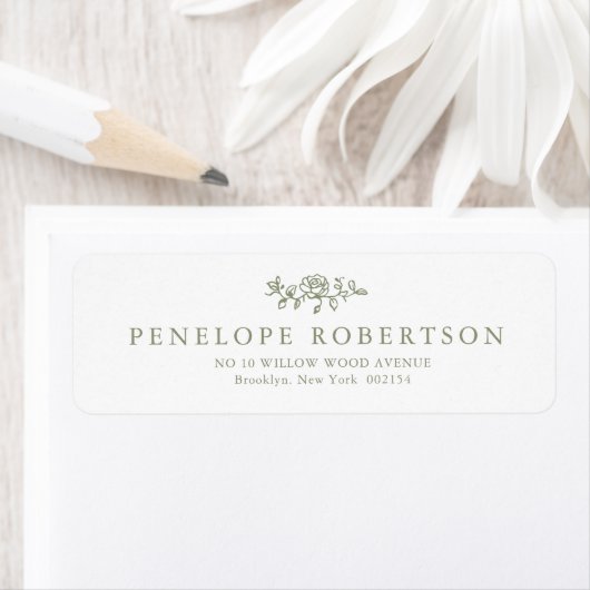 Eenvoudige Delicate Floral Tijdloze Salie Groene b Etiket (Insitu)