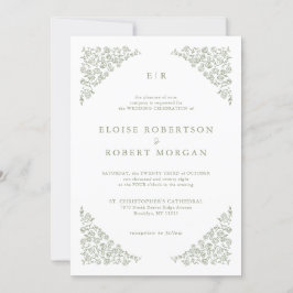 Eenvoudige Delicate Floral Tijdloze Salie Groene b Kaart