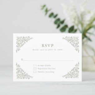 Eenvoudige Delicate Floral Tijdloze Salie Groene b RSVP Kaartje