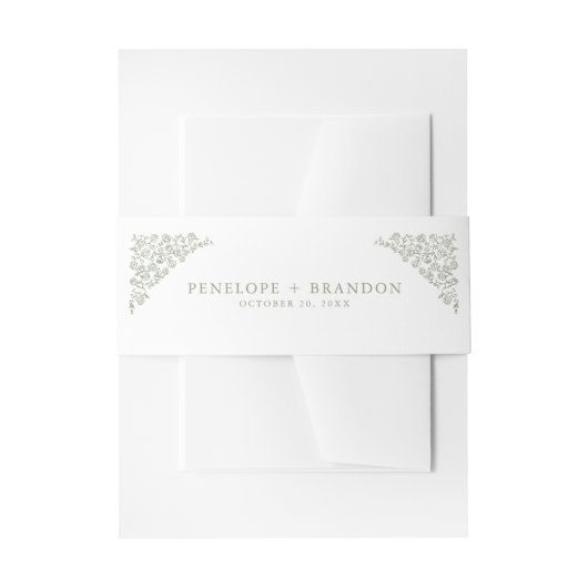 Eenvoudige Delicate Floral Tijdloze Salie Groene b Uitnodigingen Wikkel (Voorkant Voorbeeld)