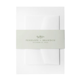 Eenvoudige Delicate Floral Tijdloze Salie Groene b Uitnodigingen Wikkel