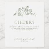 Eenvoudige Delicate Floral Tijdloze Salie Groene b Wijn Etiket (Enkel label)