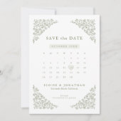 Eenvoudige Delicate Floral Tijdloze Wijze Groene F Save The Date (Voorkant)