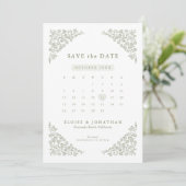 Eenvoudige Delicate Floral Tijdloze Wijze Groene F Save The Date (Staand voorkant)