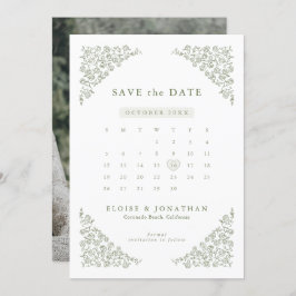 Eenvoudige Delicate Floral Tijdloze Wijze Groene F Save The Date