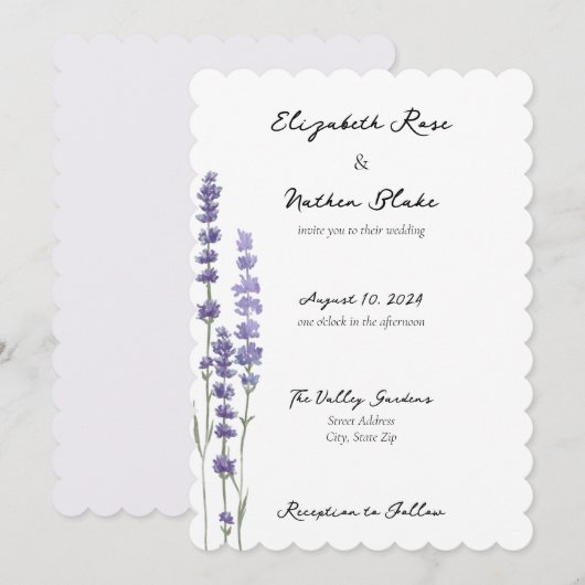 Eenvoudige delicate Franse lavendel bruiloft Kaart (Voorkant / Achterkant)