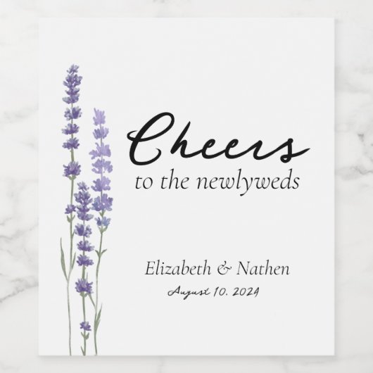 Eenvoudige delicate Franse lavendel bruiloft Wijn Etiket (Enkel label)