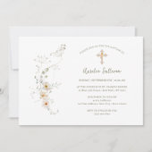 Eenvoudige delicate Wildbloemen Boeket Doop Kaart (Voorkant)