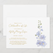 Eenvoudige Delphinium Viering van het Leven  Kaart (Voorkant / Achterkant)
