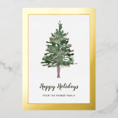 Eenvoudige den | goudfoliegrens folie feestdagenkaart (Voorkant)