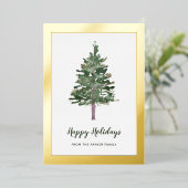 Eenvoudige den | goudfoliegrens folie feestdagenkaart (Staand Voorkant)