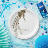 Eenvoudige dennenappels Zegeningen Thanksgiving Papieren Bordje (Feest)