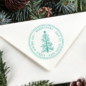 Eenvoudige dennenboom retouradres rond zelfinktende stempel