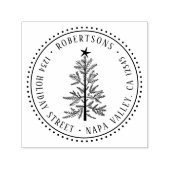 Eenvoudige dennenboom retouradres rond zelfinktende stempel (Design)