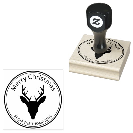 Eenvoudige Der Head Silhouette - Vrolijk kerstfees Rubberstempel (Gestempeld)