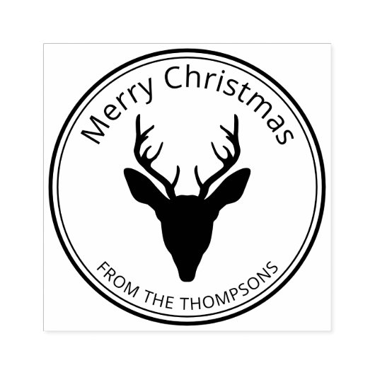 Eenvoudige Der Head Silhouette - Vrolijk kerstfees Rubberstempel (Afrduk)