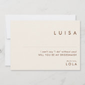 Eenvoudige Desert White Bridesmaid-ontwerpkaart Kaart (Achterkant)