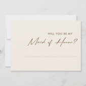 Eenvoudige Desert White Maid of Honor proposal car Kaart (Voorkant)