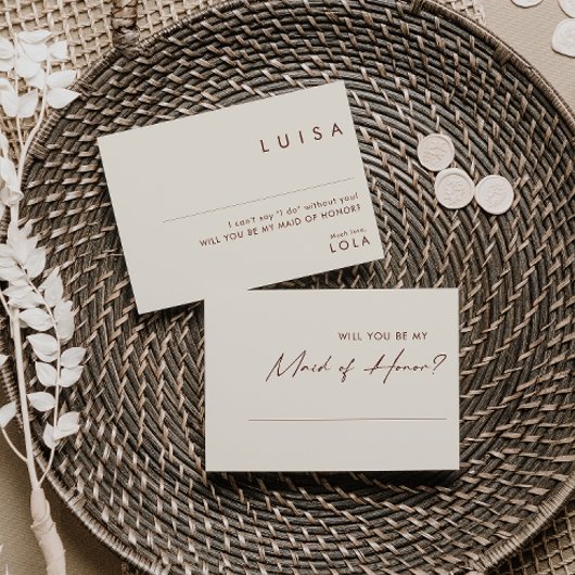 Eenvoudige Desert White Maid of Honor proposal car Kaart