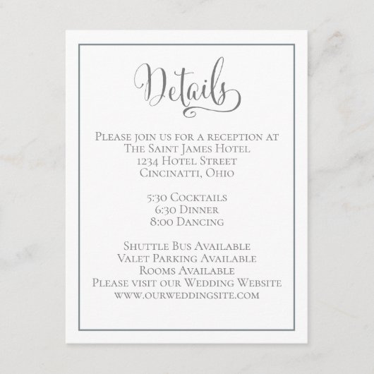 Eenvoudige details groene bruiloft informatiekaartje (Voorkant)