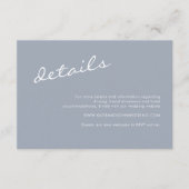 Eenvoudige details over een klein vuilnisblauwe br informatiekaartje (Voorkant)