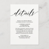 Eenvoudige details over elegant zwart-wit huwelijk informatiekaartje (Voorkant)