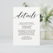 Eenvoudige details over elegant zwart-wit huwelijk informatiekaartje (Staand voorkant)