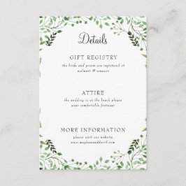 Eenvoudige details over het groene huwelijk informatiekaartje