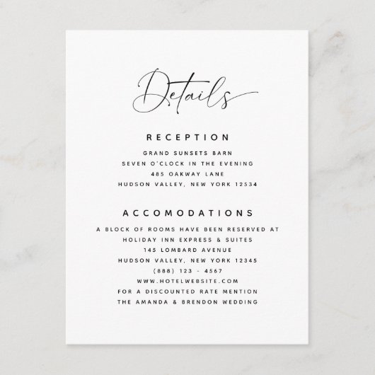 Eenvoudige details Pompoenen Website Bruiloft Informatiekaartje (Voorkant)