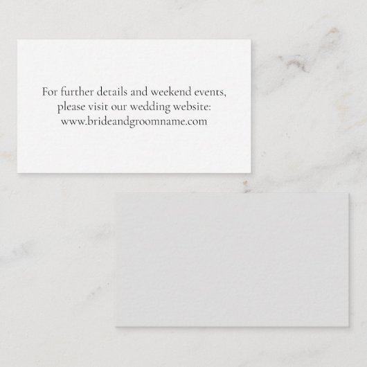 Eenvoudige details van de elegant grijs witte brui informatiekaartje (Voorkant / Achterkant)