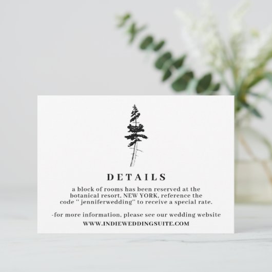 Eenvoudige details van Forest Pine Indie Rustic Kaart (Staand voorkant)