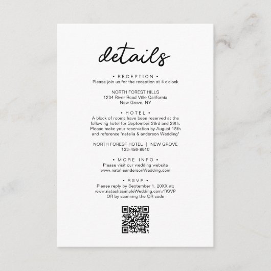 Eenvoudige details van QR-code voor grafisch scrip Informatiekaartje (Voorkant)