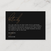 Eenvoudige details zwart-withuwelijk informatiekaartje (Voorkant)