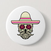 Eenvoudige Dia de Muertos schedel met Pet | Button (Voorkant)