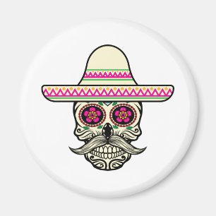 Eenvoudige Dia de Muertos schedel met Pet Magnee Magneet