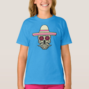 Eenvoudige Dia de Muertos schedel met Pet Ringer S T-shirt
