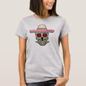 Eenvoudige Dia de Muertos schedel met Pet | Shirts (Voorkant)
