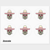 Eenvoudige Dia de Muertos schedel met Pet | STICKE Ronde Sticker (Vel)