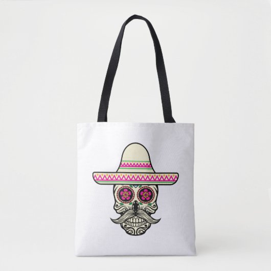 Eenvoudige Dia de Muertos schedel met Pet | Tote b Bag (Voorkant)