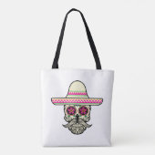 Eenvoudige Dia de Muertos schedel met Pet | Tote b Bag (Achterkant)