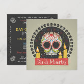 Eenvoudige Dia de Muertos Skull and Candles uitnod Kaart (Voorkant / Achterkant)
