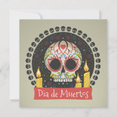 Eenvoudige Dia de Muertos Skull and Candles uitnod Kaart (Voorkant)