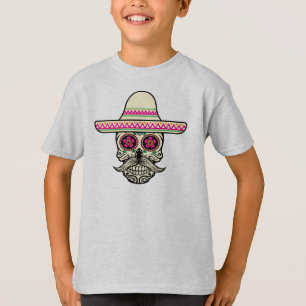 Eenvoudige Dia de Muertos Skull met Pet Sleeve Shi T-shirt